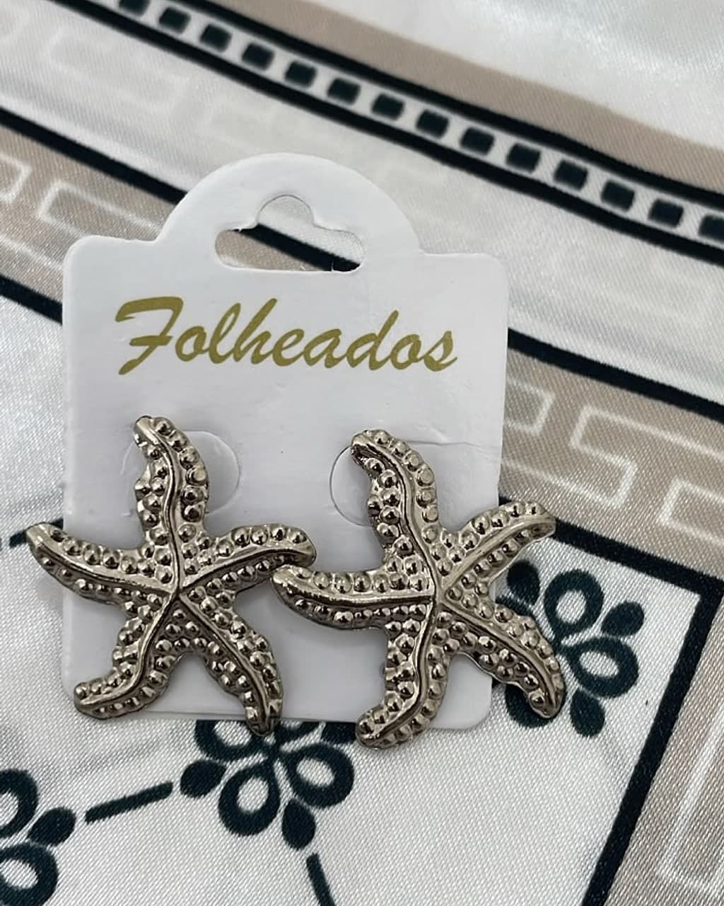 Brinco Prata Estrela-do-Mar Texturizada
