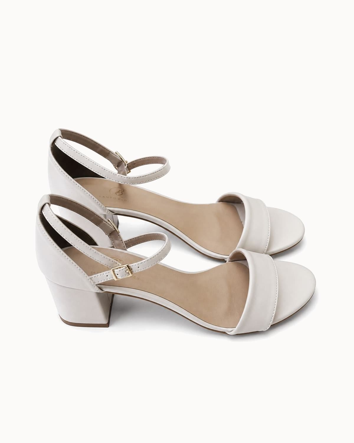 Sandália Salto Bloco Liso Off White