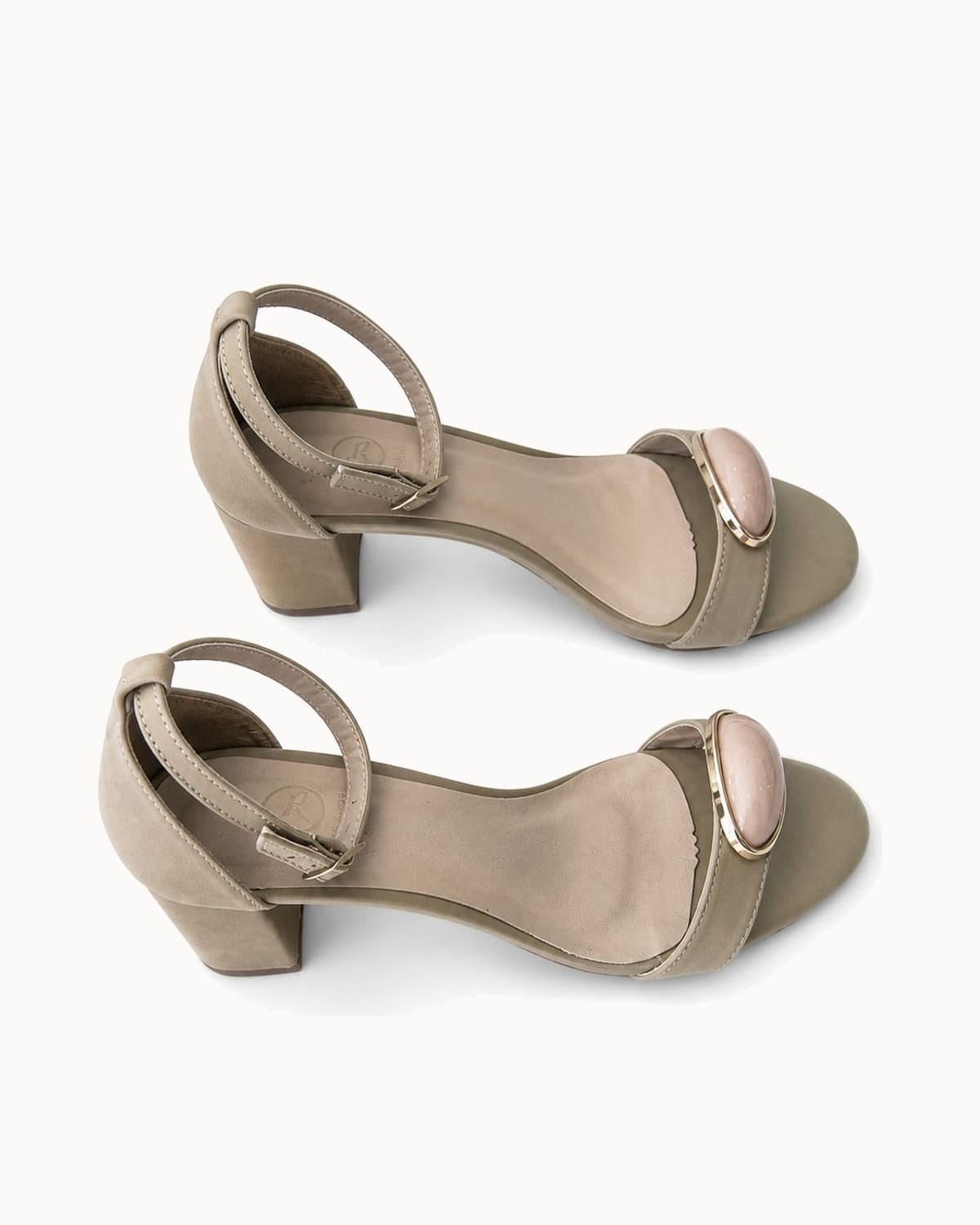 Sandália Salto Bloco Suede Nude