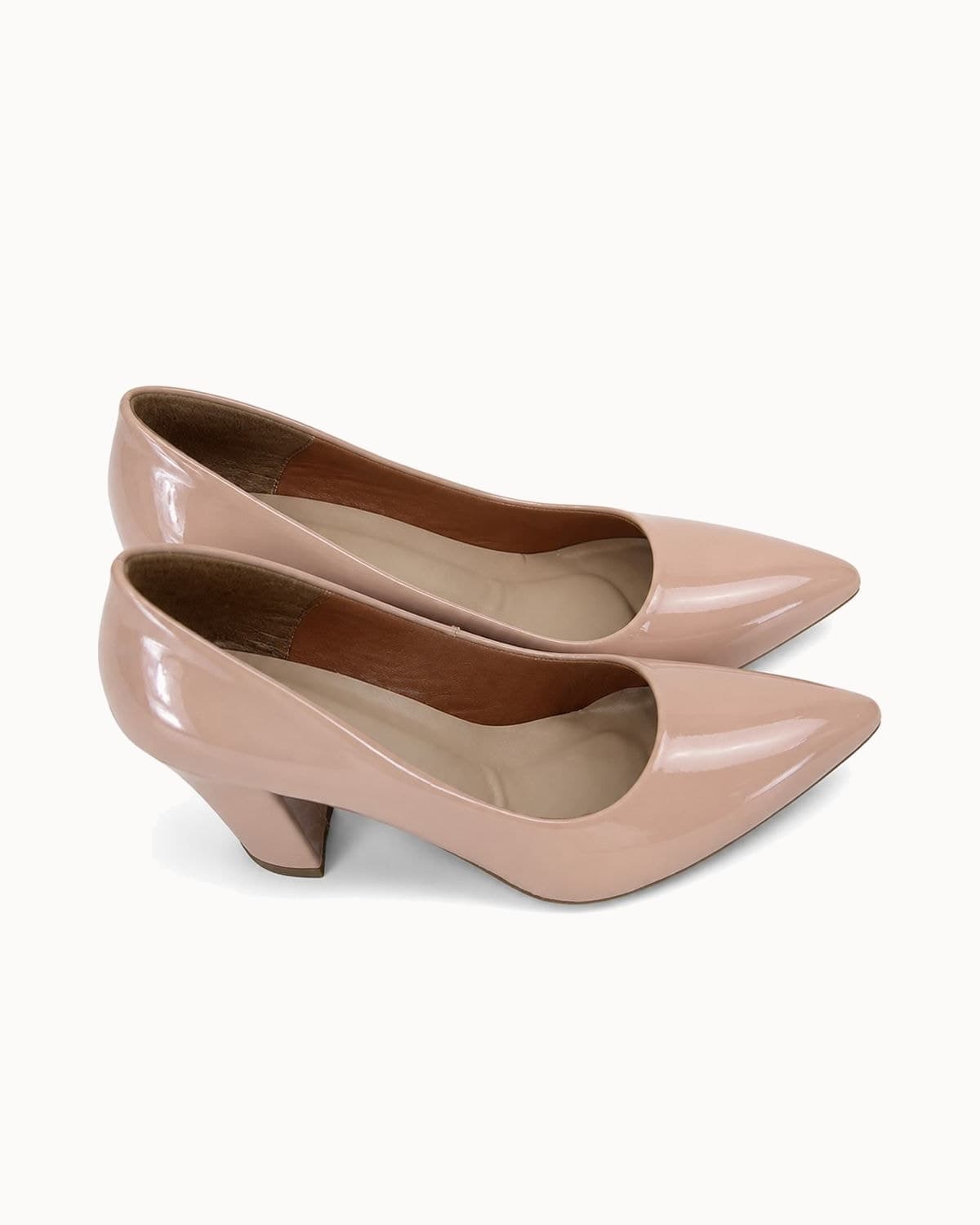 Scarpin Salto Alto Bloco Verniz Nude