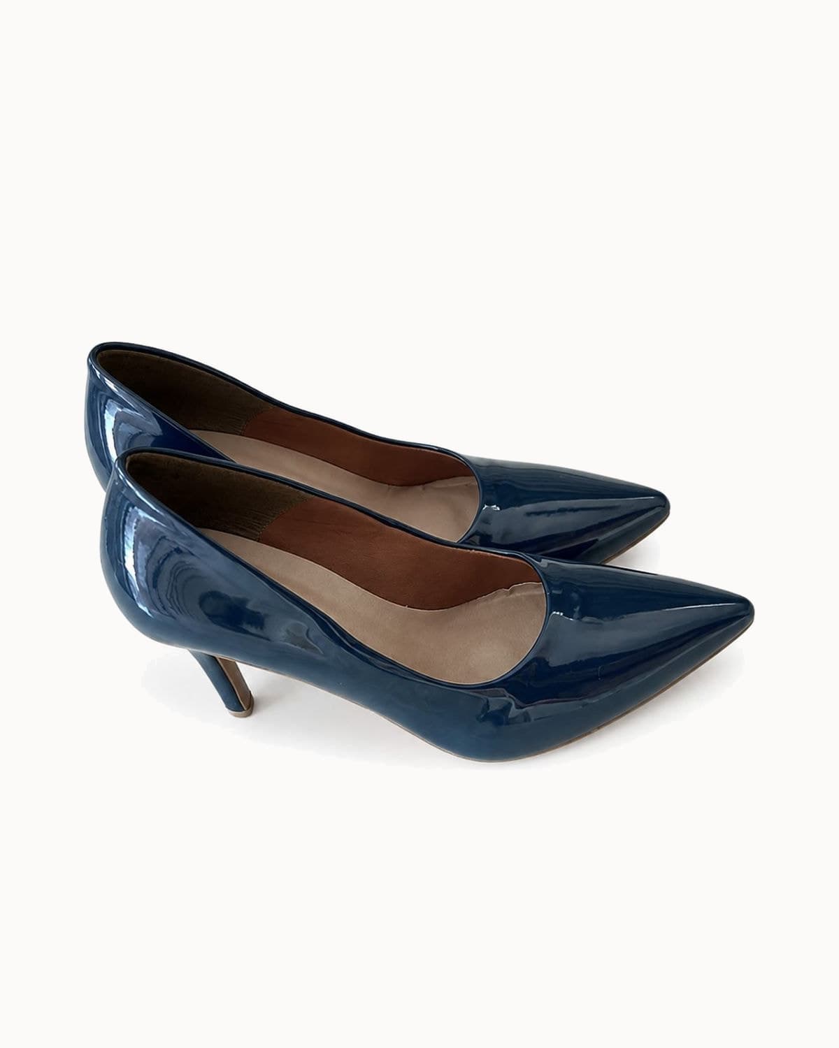 Scarpin Salto Alto Verniz Azul Escuro