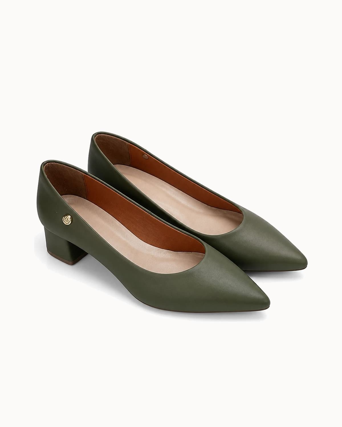 Scarpin Salto Baixo Bloco Napa Verde