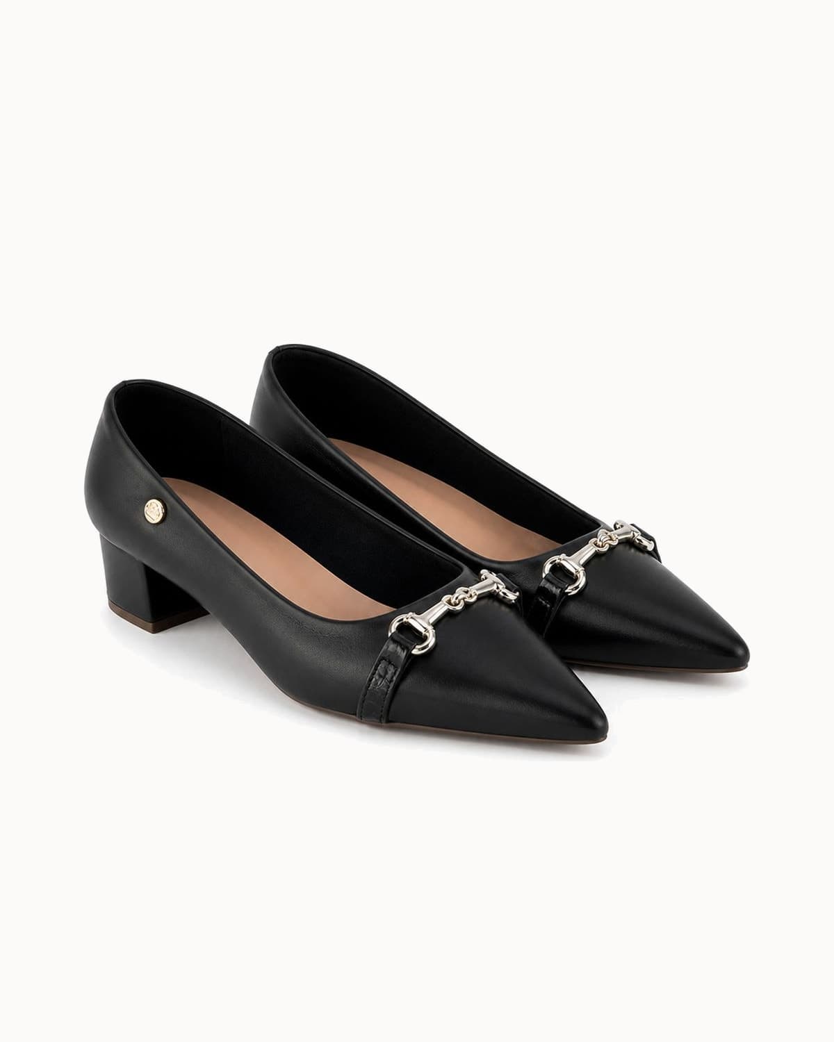 Scarpin Salto Médio Bloco Fivela Preto